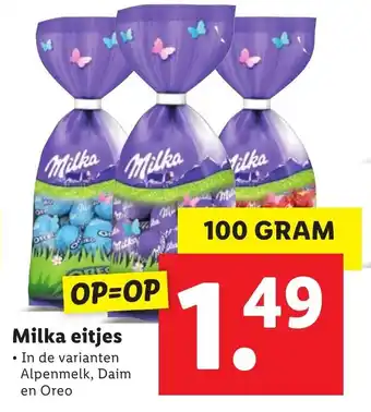 Lidl Milka eitjes 100g aanbieding