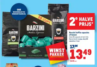 Makro Barzini koffie capsules of bonen aanbieding