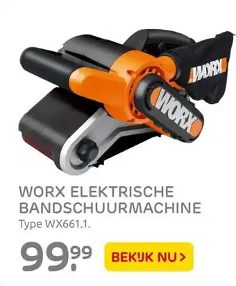 Praxis Worx Elektrische Bandschuurmachine Type Wx661.1. aanbieding