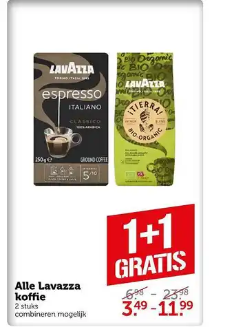 Coop Alle Lavazza Koffie 1+1 Gratis aanbieding