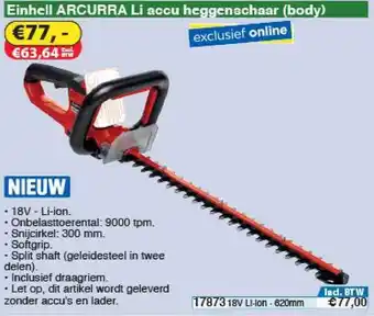 Toolstation Einhell Arcurra Li Accu Heggenschaar (body) aanbieding