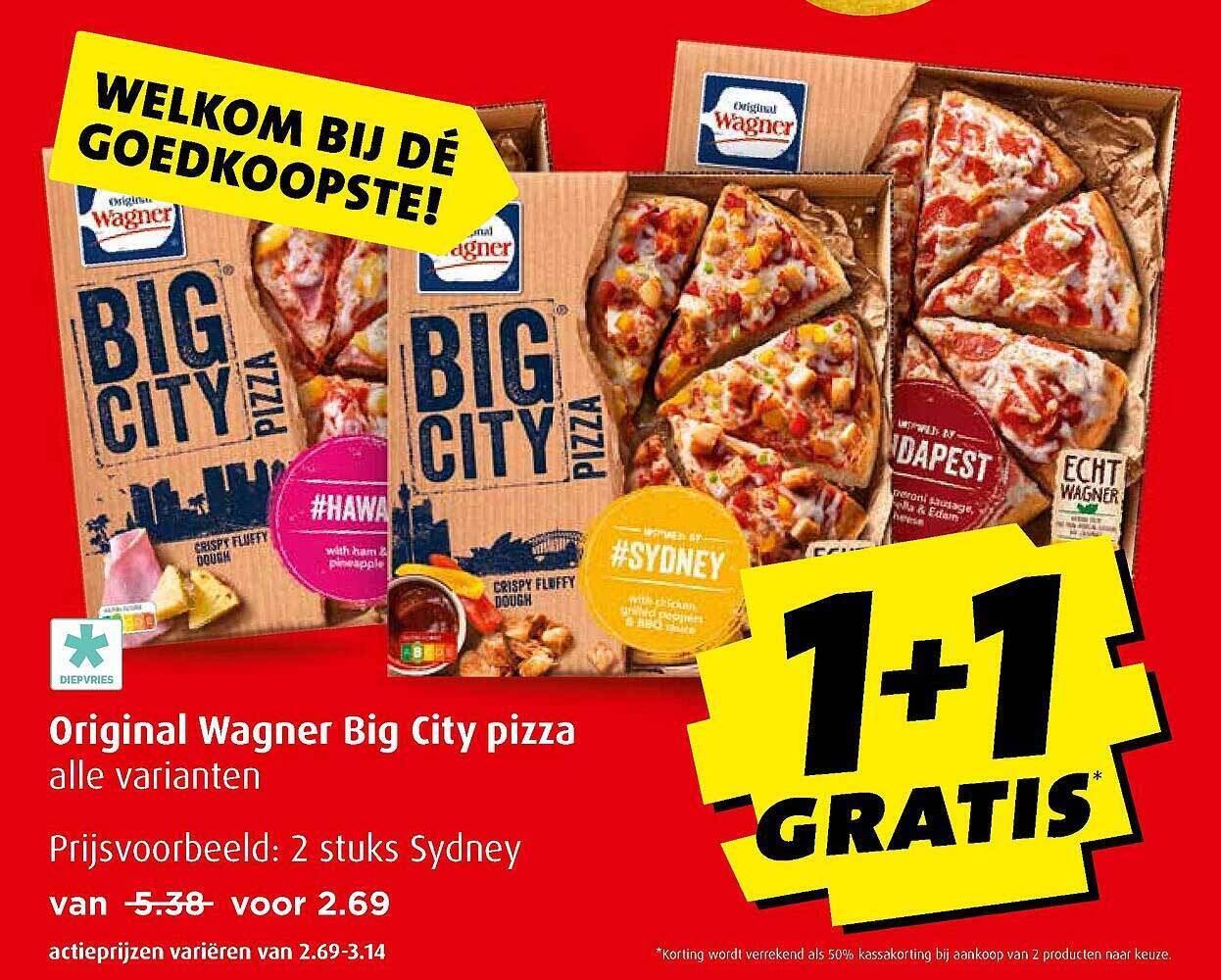 Original Wagner Big City Pizza 1+1 Gratis aanbieding bij Boni