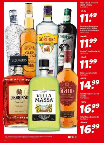 Boni Glen Talloch Blended Scotch Whisky, Boomsma Jonge Pure Graanjenever Of Oud Friesche Beerenburger, Gordon's London Dry Gin, Di aanbieding