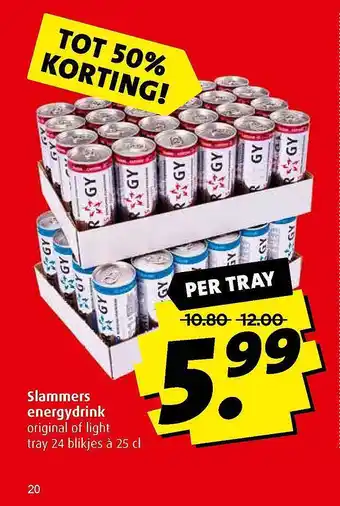 Boni Slammers Energydrink Tot 50% Korting aanbieding