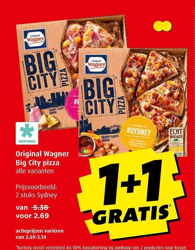 Original Wagner Big City Pizza 1+1 Gratis aanbieding bij Boni