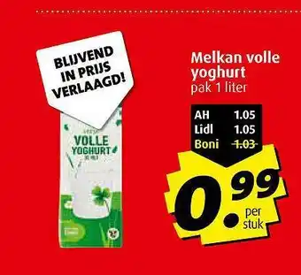 Boni Melkan Volle Yoghurt aanbieding