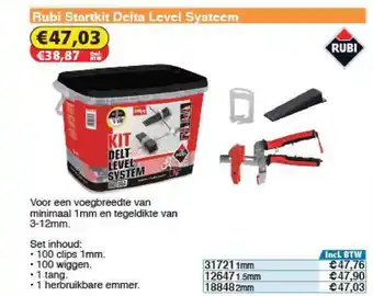 Toolstation Rubi Startkit Delta Level Systeem aanbieding