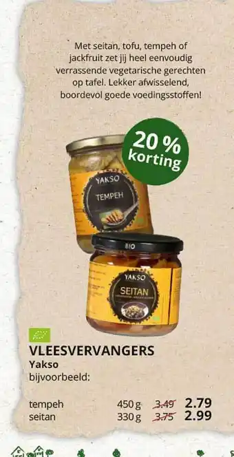 Natuurwinkel Vleesvervangers Yakso 20% Korting aanbieding