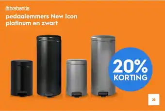 Blokker Brabantia New Icon mat zwart en platium 20% korting (winkel collectie) aanbieding