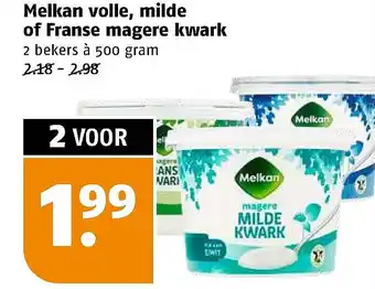Poiesz Melkan volle, milde of Franse magere kwark aanbieding