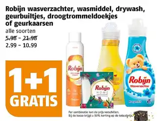 Poiesz Robijn wasverzachter, wasmiddel, drywash, geurbuiltjes, droogtrommeldoekjes of geurkaarsen aanbieding