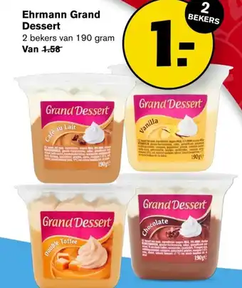 Hoogvliet Ehrmann grand dessert 190g aanbieding