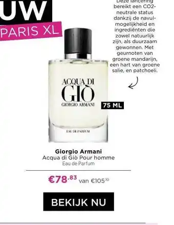 ICI Paris XL Giorgio Armani Acqua Di Giò Pour Homme Eau De Parfum aanbieding