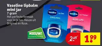 Kruidvat Vaseline Lipbalm Mini Jar aanbieding