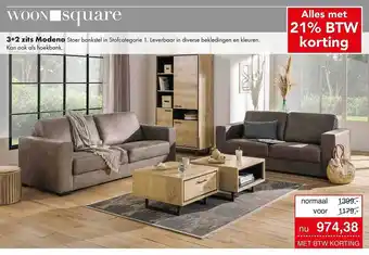 Woonsquare 3+2 Zits Modena Stoer Bankstel aanbieding