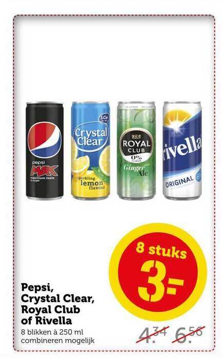 CoopCompact Pepsi, Crystal Clear, Royal CLub Of Rivella aanbieding