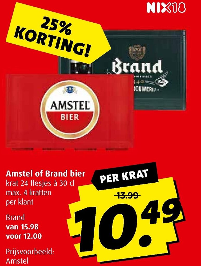 Boni Amstel of brand bier 30cl aanbieding