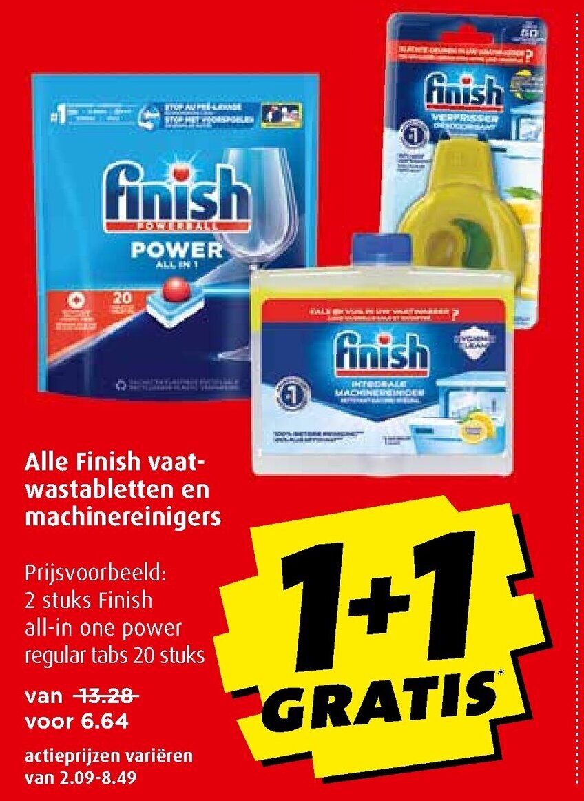 Boni Alle finish vaat-wastabletten en machinereinigers aanbieding