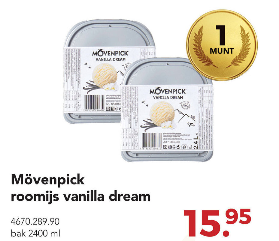 Zegro Movenpick roomijs vanilla dream 2400ml aanbieding