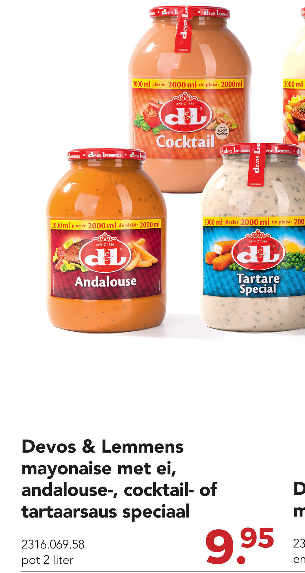 Zegro Devos & lemmens mayonaise met ei, andalouse-, cocktail- of tartaarsaus speciaal aanbieding