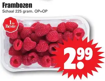 Dirk Frrambozen 225g aanbieding