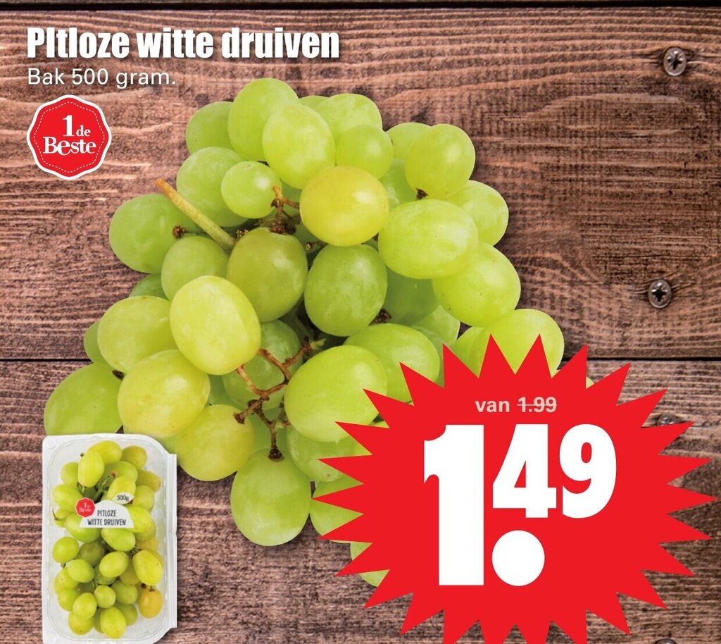 Dirk Pitloze witte druiven 500g aanbieding