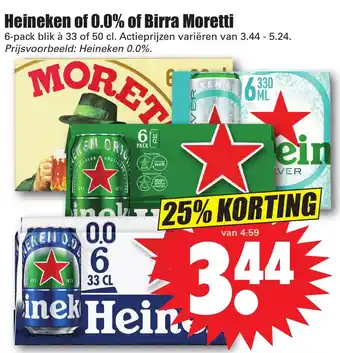 Dirk Heiniken of 0.0% of bira moretti aanbieding