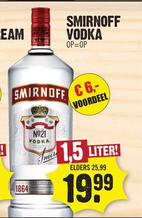 Dirk Smirnoff Vodka 1,5 liter aanbieding