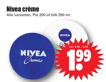 Dirk Nivea creme 250 ml aanbieding