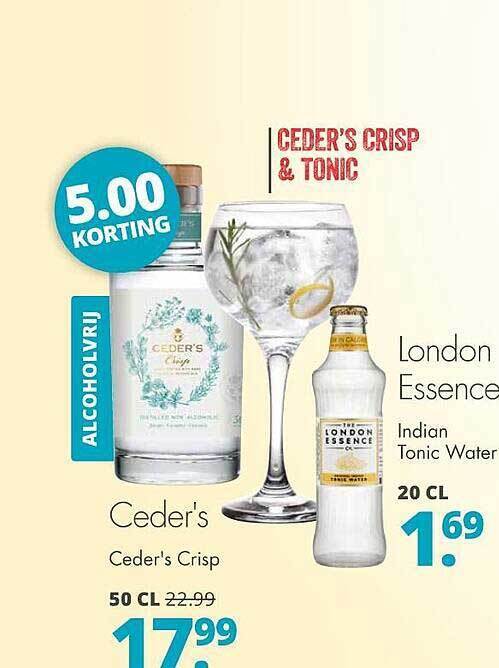 Mitra Ceder's Ceder's Crisp Of London Essence Indian Tonic Water 5.00 Korting aanbieding