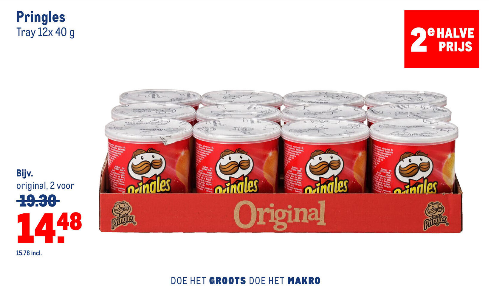 Makro Pringles tray 12x40g aanbieding