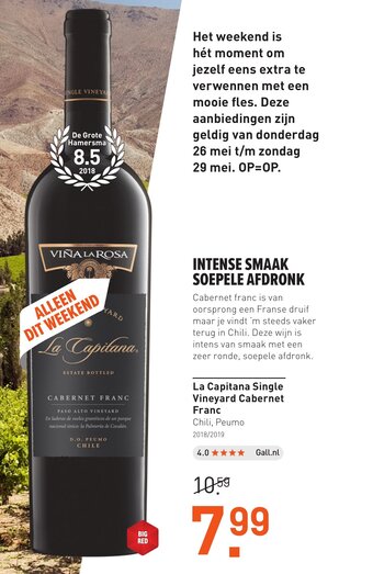 Gall & Gall La capitana single vineyard cabernet franc aanbieding
