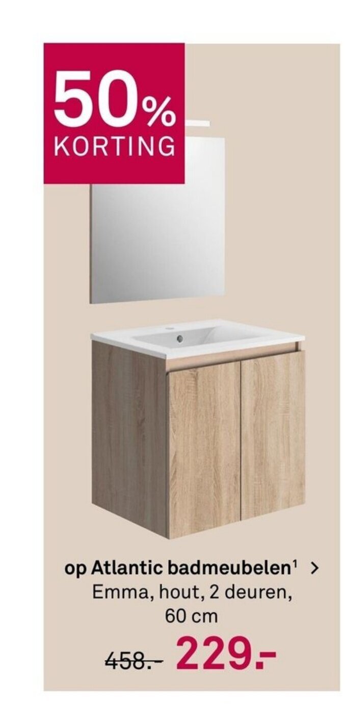 Karwei Atlantic badmeubelen emma, hout, 2 deuren, 60 cm aanbieding