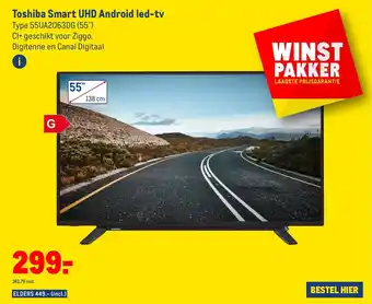 Makro Toshiba Smart UHD Android led-tv Type 55UA2063DG (55") aanbieding