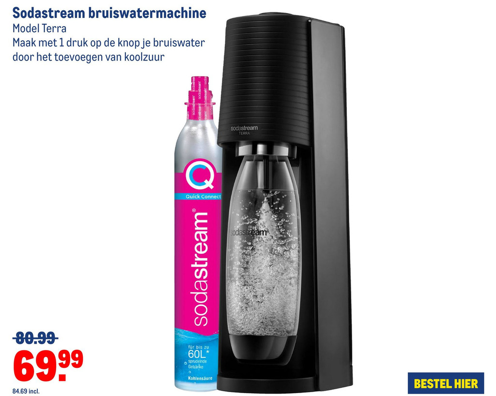 Sodastream bruiswatermachine Model Terra aanbieding bij Makro