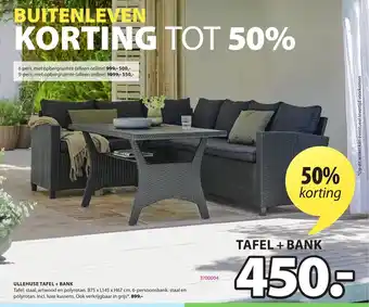 Jysk Ullehuse Tafel + Bank aanbieding