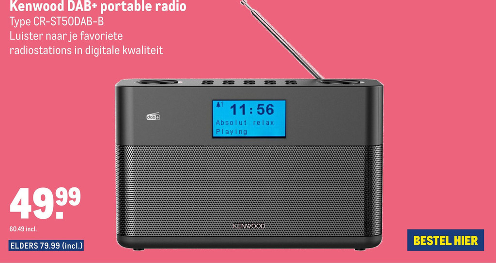 Kenwood DAB+ portable radio Type CRST50DABB aanbieding bij Makro