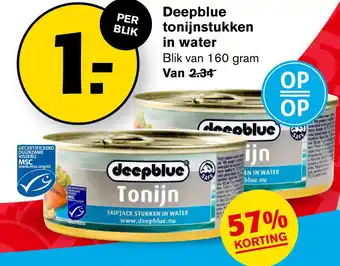 Hoogvliet Deepblue tonijnstukken in water aanbieding