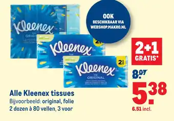 Makro Alle Kleenex tissues aanbieding