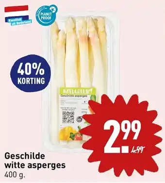 ALDI Geschilde witte asperges 400g aanbieding