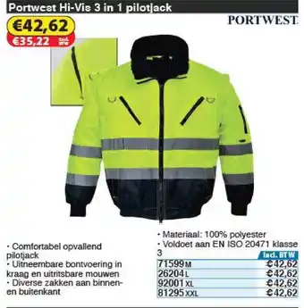 Toolstation Portwest Hi Vis 3 In 1 Pilotjack aanbieding