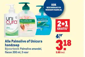 Makro Alle Palmolive of Unicura handzeep 300ml aanbieding