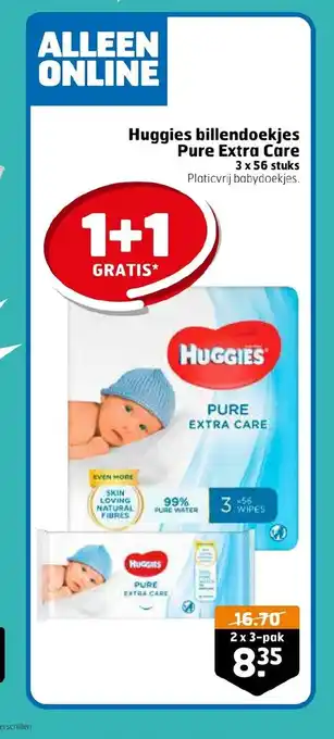 Trekpleister Huggies billendoekjes Pure Extra Care 2 x 3-pak aanbieding