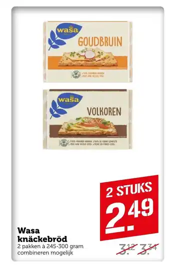 Coop Wasa knackebrod 2 pakken a 245-300 gram aanbieding