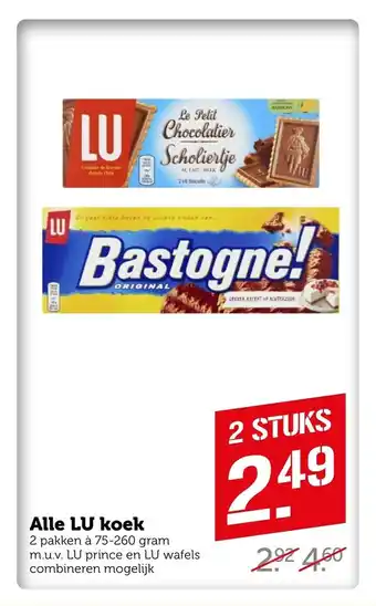 Coop Alle LU koek 2 pakken a 75-260 gram aanbieding