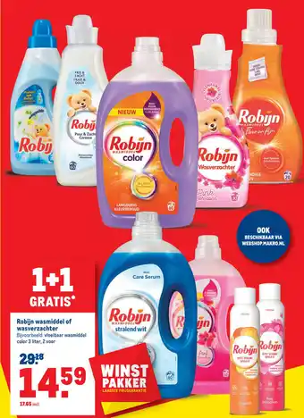 Makro Robijn wasmiddel of wasverzachter aanbieding