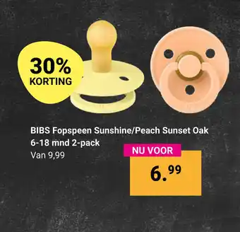 Van Asten BabySuperstore BIBS Fopspeen Sunshine/Peach Sunset Oak 6-18mnd 2-pack aanbieding