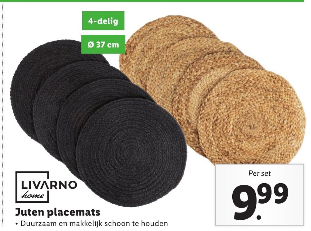 Livarno home juten placemats aanbieding bij Lidl