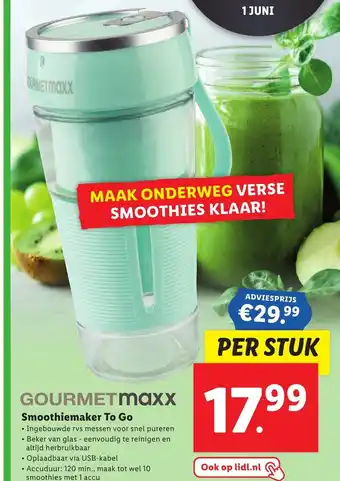 Lidl Gourmetmaxx smoothienaker to go aanbieding