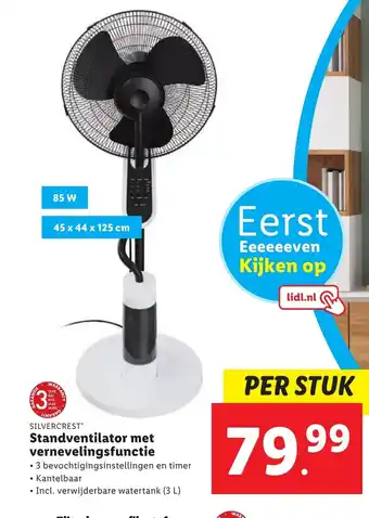 Lidl Silvercrest standventilator met vernevellingsfunctie aanbieding